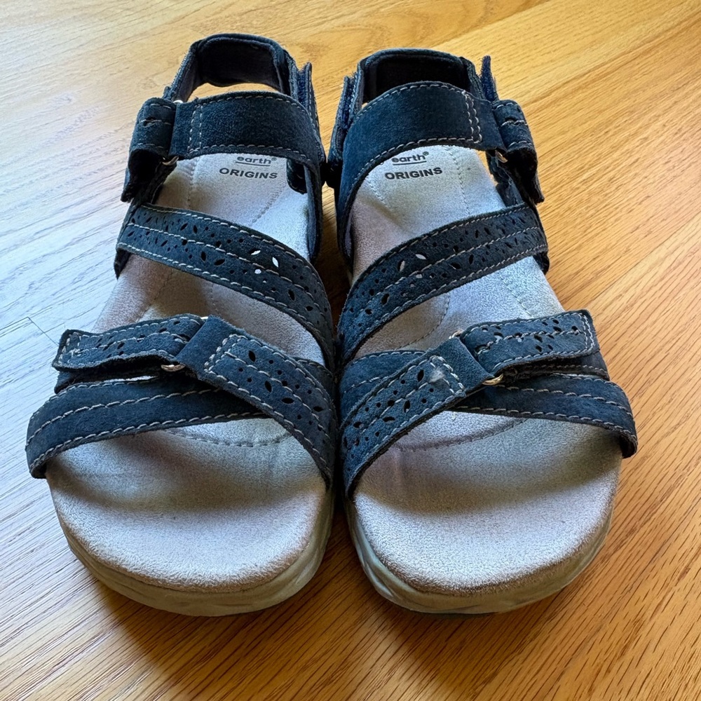 Earth Origins Navy Blue Velcro Strap Comfort Sandals - Picture 2 of 6